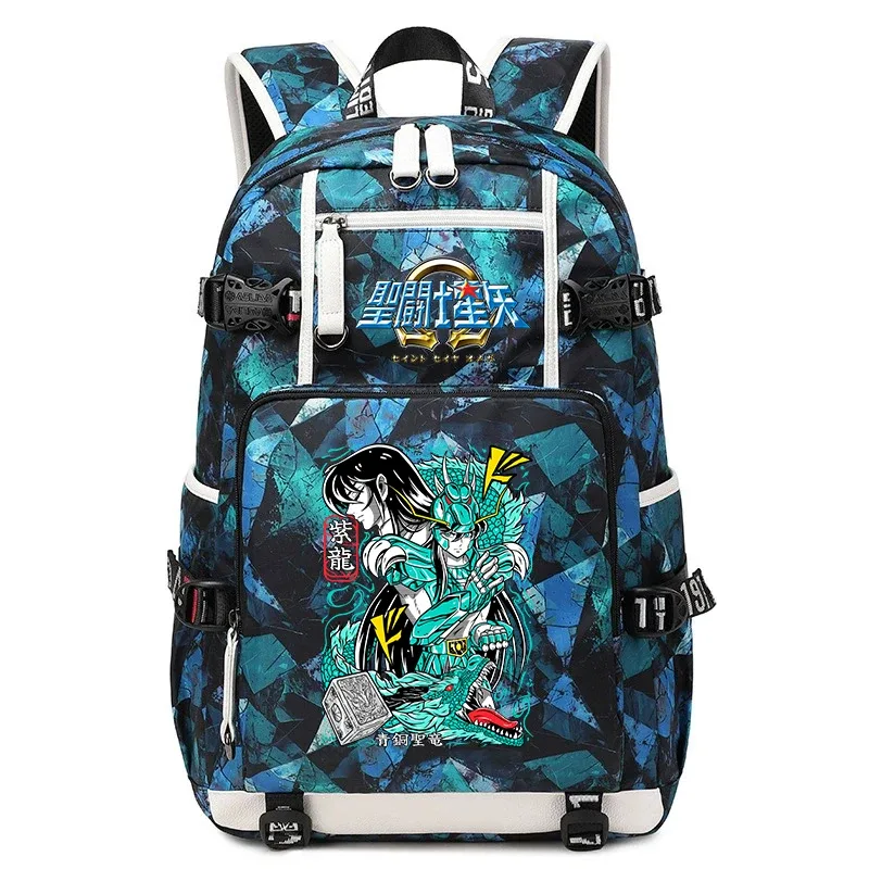 sac à dos imprimé saint seiya pour étudiants, sac à dos d'école de grande capacité pour adolescents, garçons et filles
