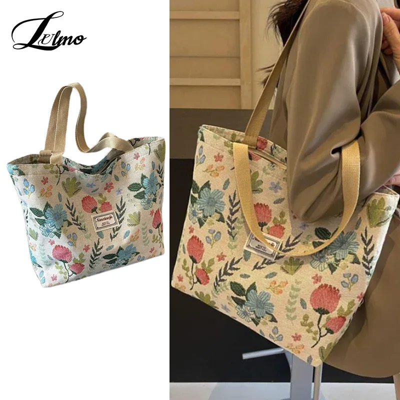 Sac à bandoulière Simple imprimé Floral, sacoches réutilisables de grande capacité, fourre-tout Simple et polyvalent