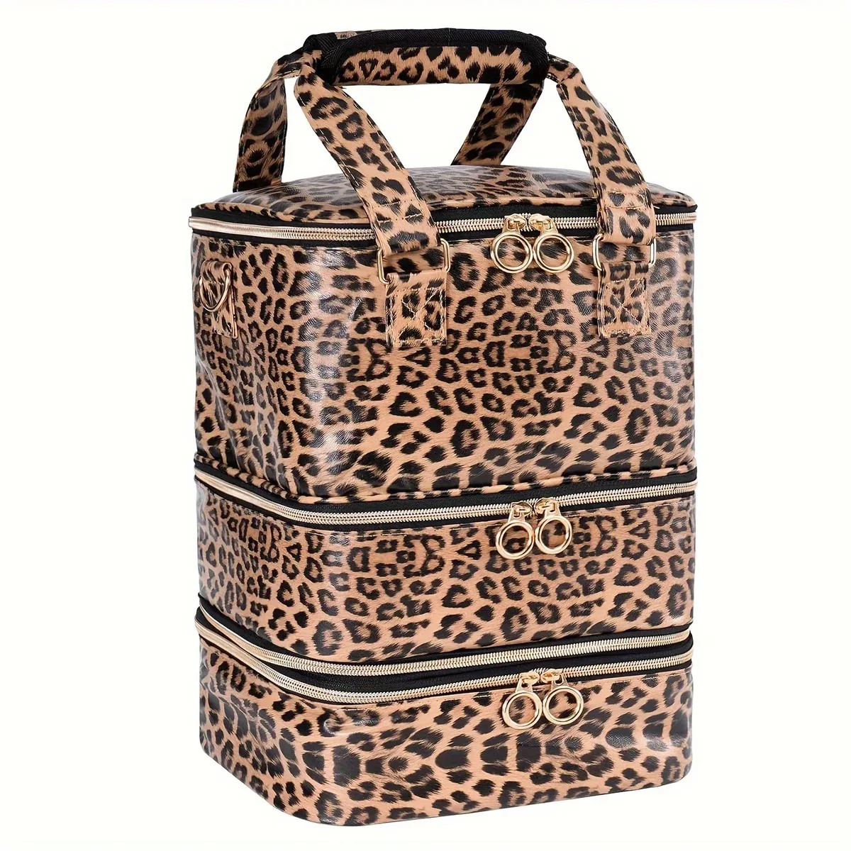 sac organisateur de vernis à ongles à 3 couches, capacité de 60 flacons, en pu imperméable, portable, étui de rangement pour manucure, sac organisateur de maquillage détachable