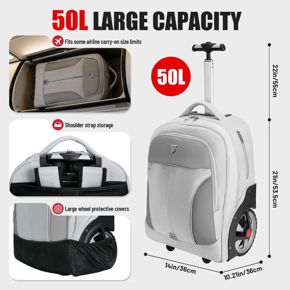sac à dos à roulettes multifonctionnel pour ordinateur portable, valise de voyage, sac de transport pour affaires
