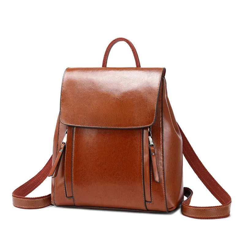 femmes sac à dos bandoulière sac à bandoulière en cuir véritable filles école femme peau naturelle livre ordinateur portable sac à dos sacs de messager