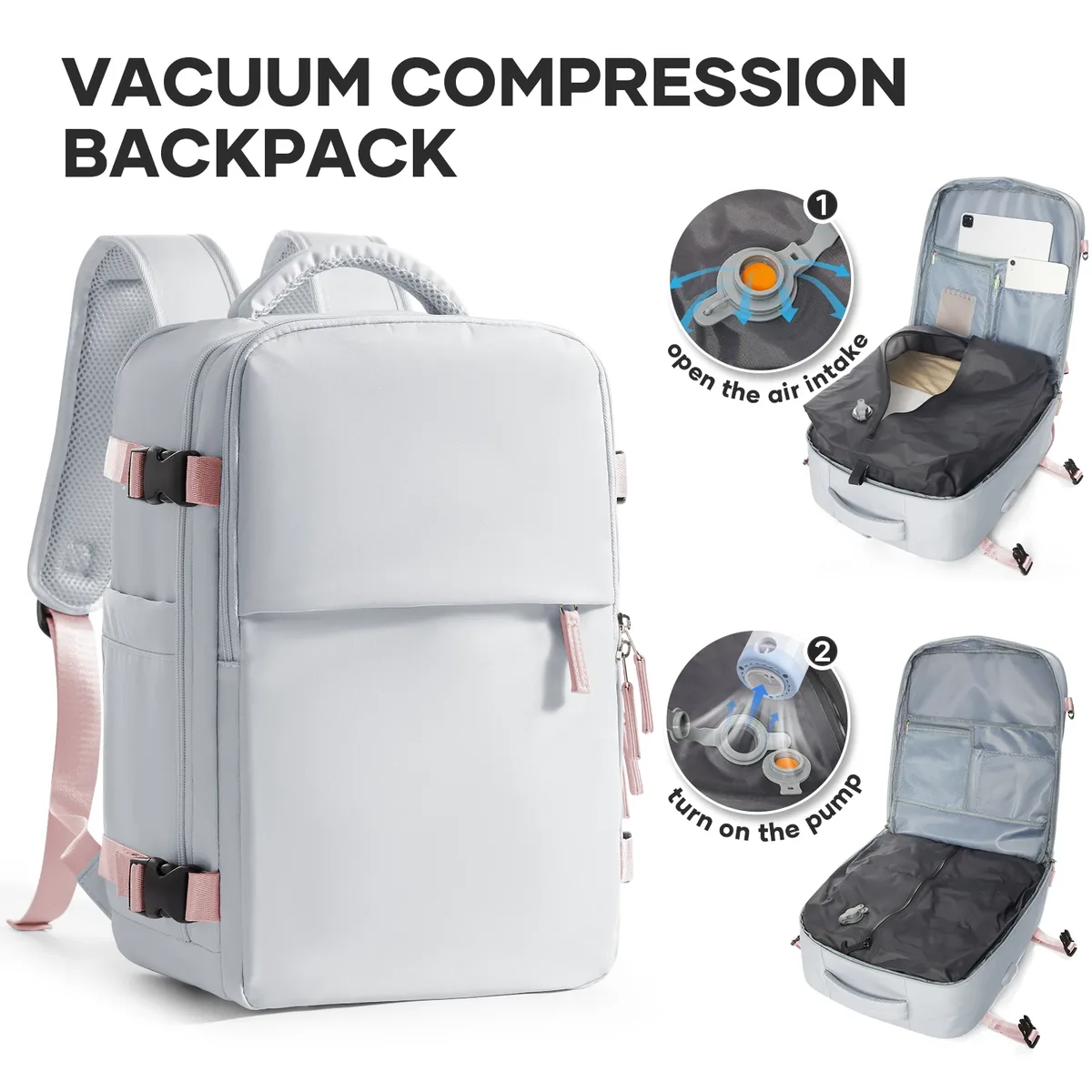 sac à dos sous vide easyjet sac de cabine 45x36x20 sac à dos, bagage à main sac à dos de cabine femmes hommes 15.6 pouces pochette d'ordinateur stockage sous vide