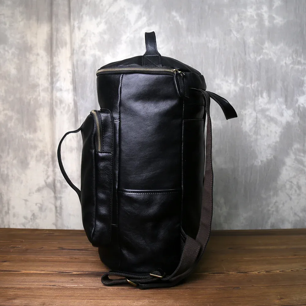 sac à dos en cuir véritable tendance jlfgpj pour hommes, grande capacité, en cuir de vachette de première qualité, forme de seau, sac simple pour ordinateur