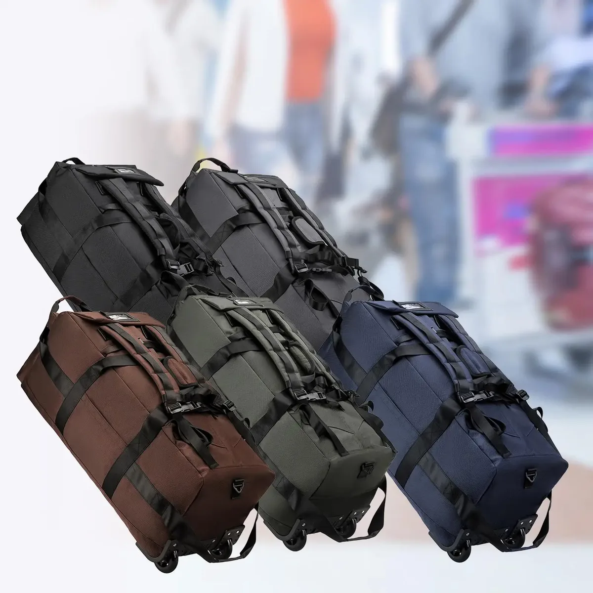Grand sac de sport à roulettes pour voyage d'affaires, sac à dos portable pour la plage, sac de rangement de camping, valise de nuit, vêtements roulants