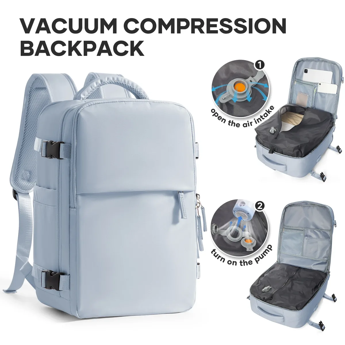sac à dos sous vide easyjet sac de cabine 45x36x20 sac à dos, bagage à main sac à dos de cabine femmes hommes 15.6 pouces pochette d'ordinateur stockage sous vide