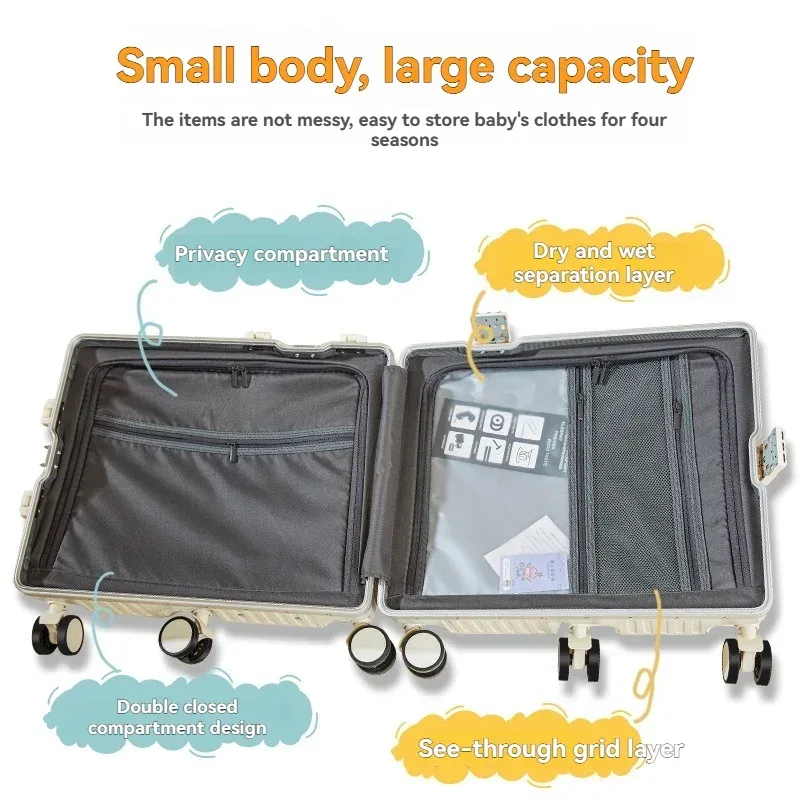 mini valise de voyage de 20 pouces, boîte à cadre en aluminium, organisateur de bagages, étui de conduite pour enfants, petite boîte de mot de passe, mallette d'embarquement à main