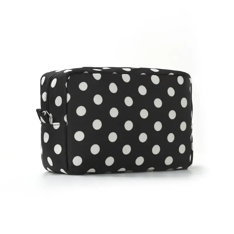 trousse de maquillage à pois, trousse de toilette de voyage étanche avec fermeture éclair, étui pour pinceaux de maquillage