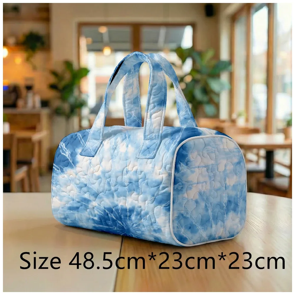 sac fourre-tout matelassé tendance pour femmes, motif tie-dye et marbré, sac à bandoulière grande capacité, sac à main pour les voyages, le shopping, la plage, la salle de sport