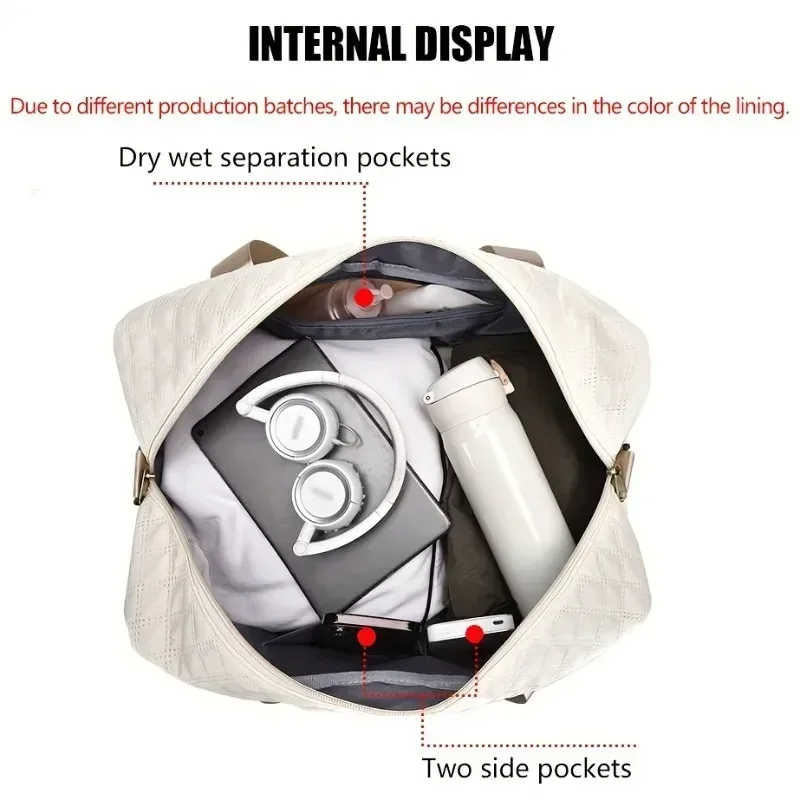 sac de voyage surdimensionné luxueux, élégant et durable, avec séparation sec/humide et poches latérales pratiques pour les voyages et les séances de sport
