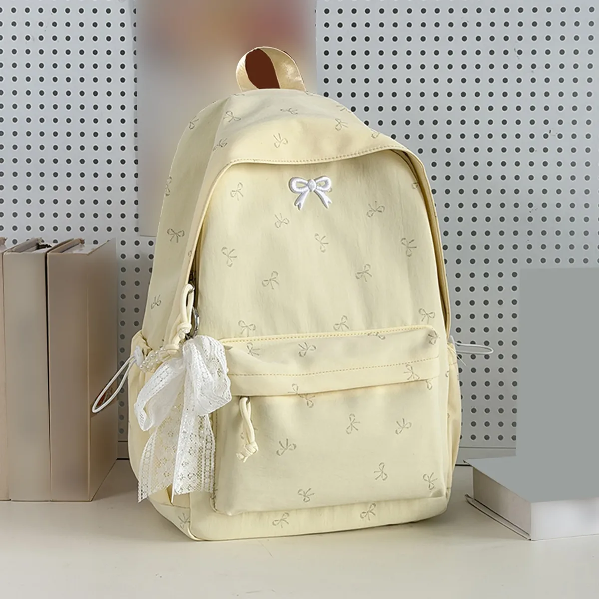 sac à dos pour femmes avec nœuds, sac de voyage, grande capacité, sac à dos pour ordinateur portable kawaii, sac à dos décontracté en nylon pour enfants, adolescents et filles.