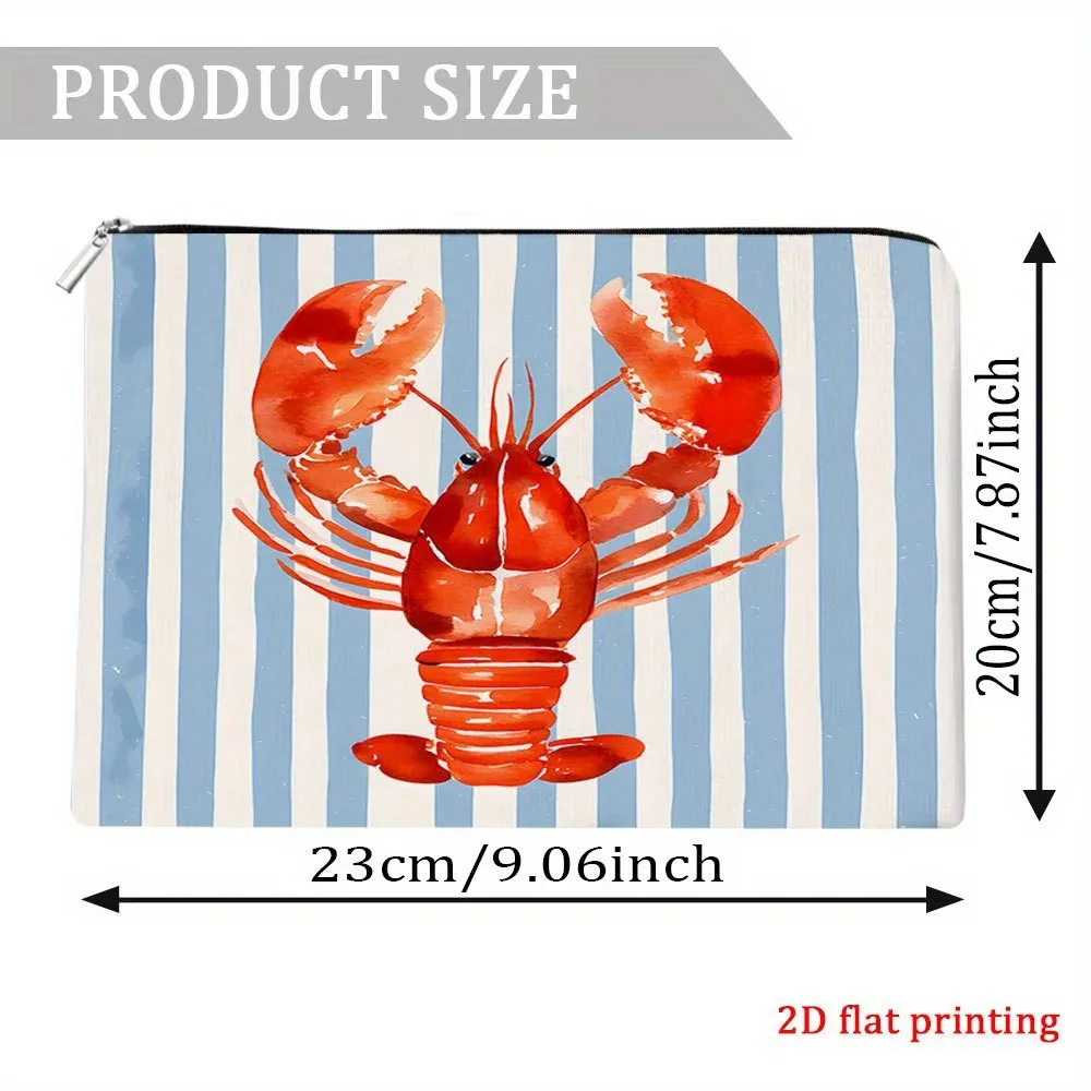 trousse de maquillage à rayures de homard, idéale pour les voyages et le rangement des cosmétiques et articles de toilette pour adolescentes et femmes, cadeaux de voyage