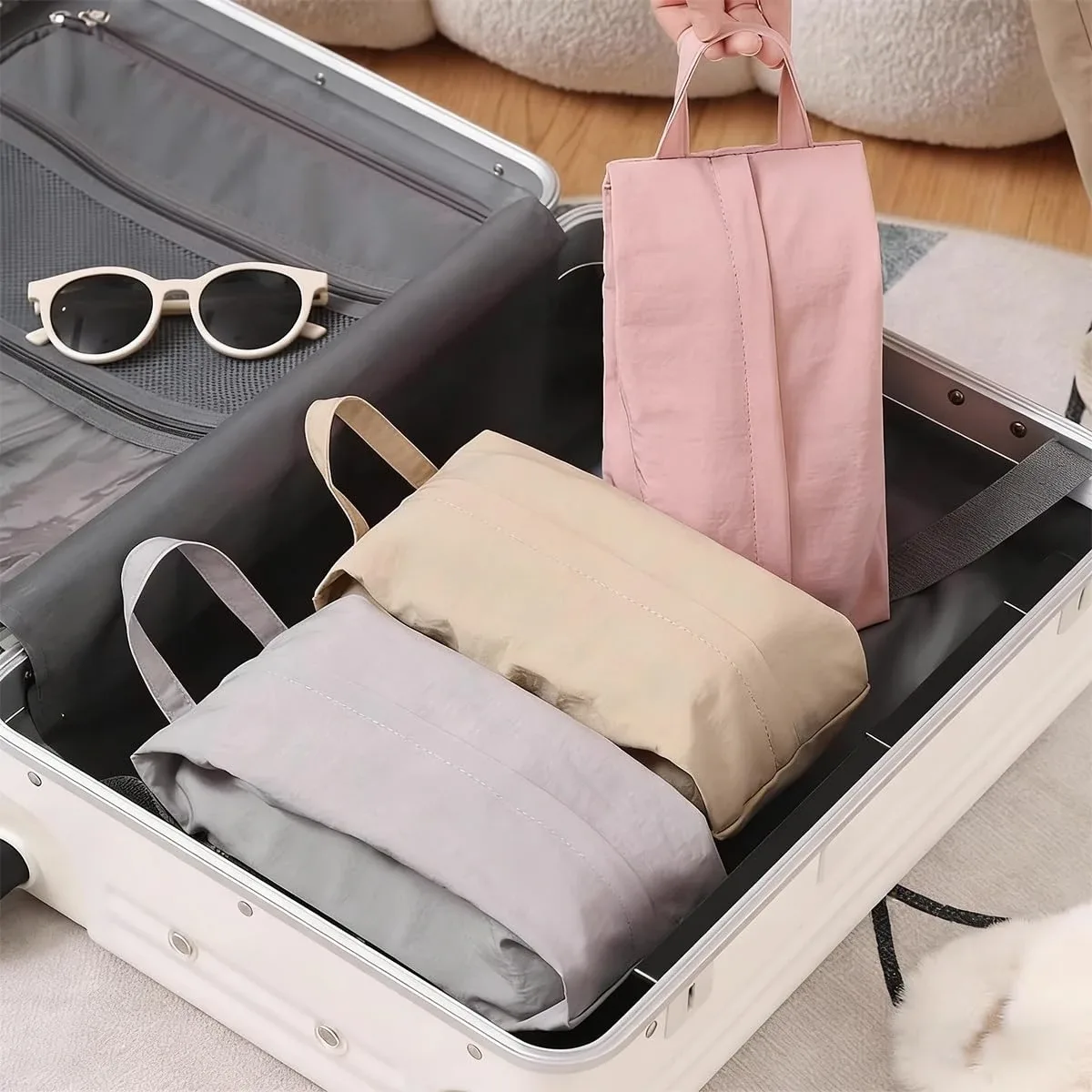 sac de rangement pour sous-vêtements de voyage, trousse à cosmétiques multifonction, trousse de toilette portable à fermeture éclair, sacs de rangement pour chaussettes en forme de cube