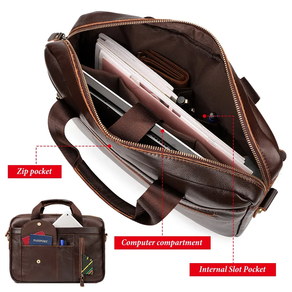 humerpaul sac porte-documents pour homme couche supérieure en cuir fabriqué à la main pour ordinateur portable avec plusieurs compartiments messager d'épaule d'affaires