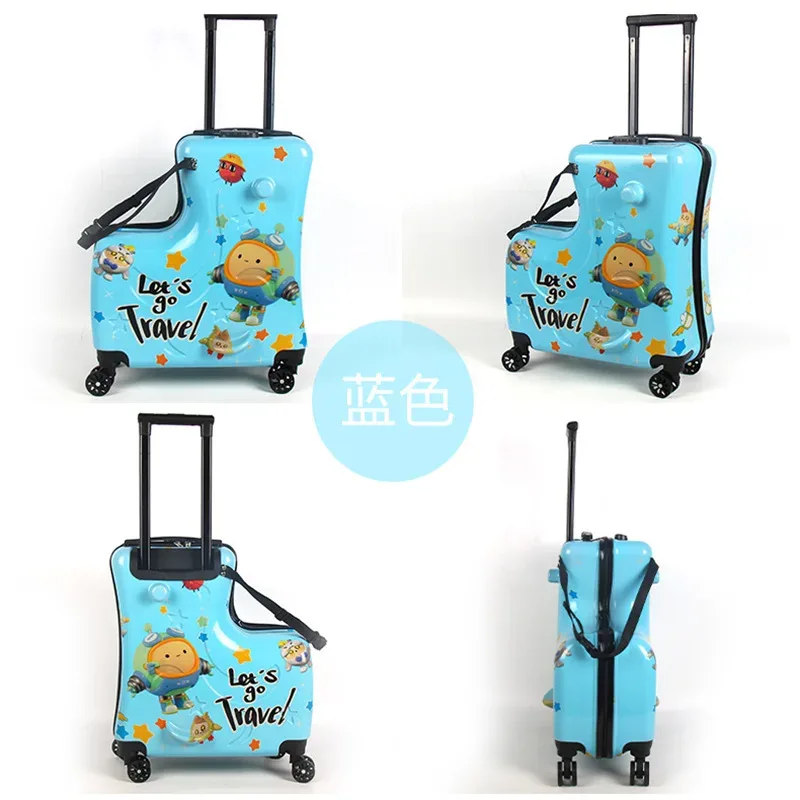 les valises de voyage pour enfants peuvent s'asseoir et monter sur les bagages à roulettes, valises mignonnes de dessin animé pour enfants sur roues, valise à mot de passe de cabine de 20 pouces