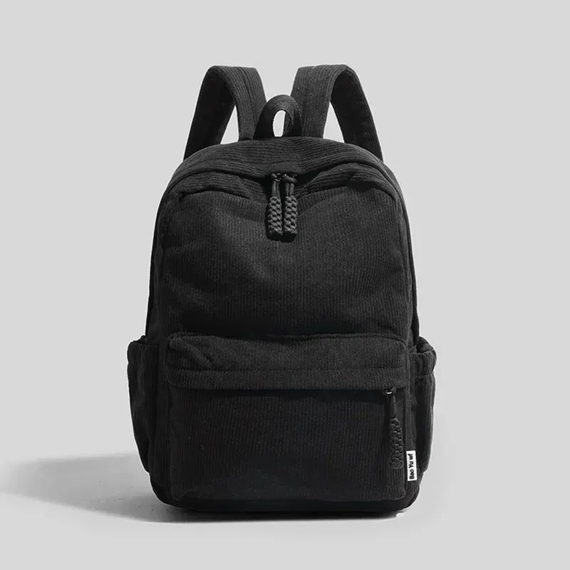 nouveau sac à dos en velours côtelé de couleur unie pour les étudiants sacs à dos décontractés en velours rayé sacs de rangement d'ordinateur de 14 pouces pour les femmes рюкзак 가