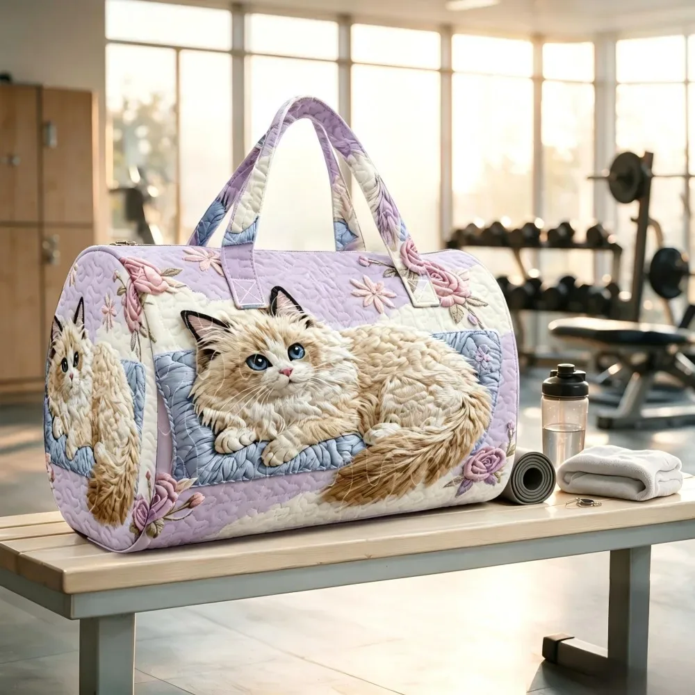 sac à main matelassé rose à motif floral, grande capacité, pour femmes, idéal pour le sport, le week-end, les voyages, sac de voyage ou sac à bandoulière pour la nuit.