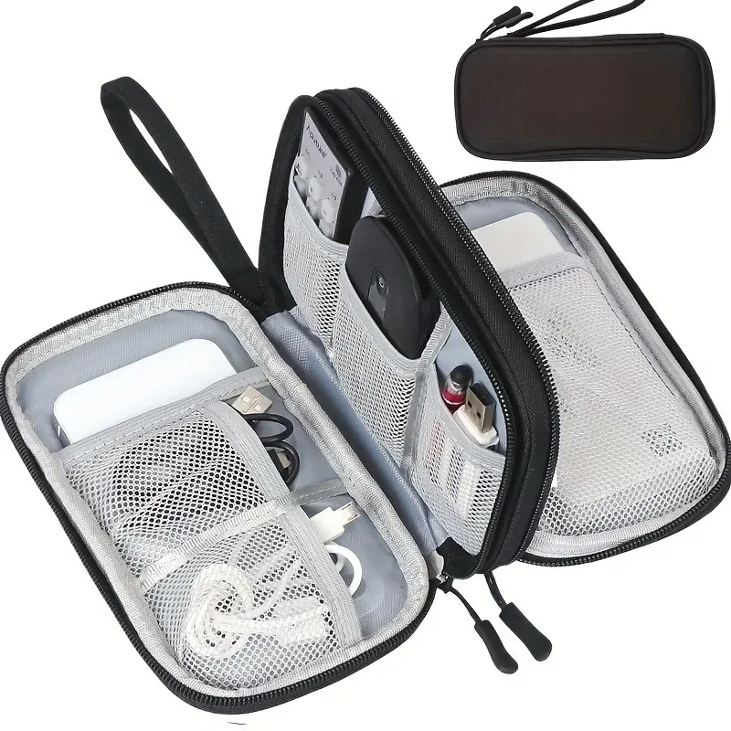 Sac de rangement de voyage, pochette multi-poches, idéal pour les articles de toilette, les accessoires cosmétiques et les câbles électroniques
