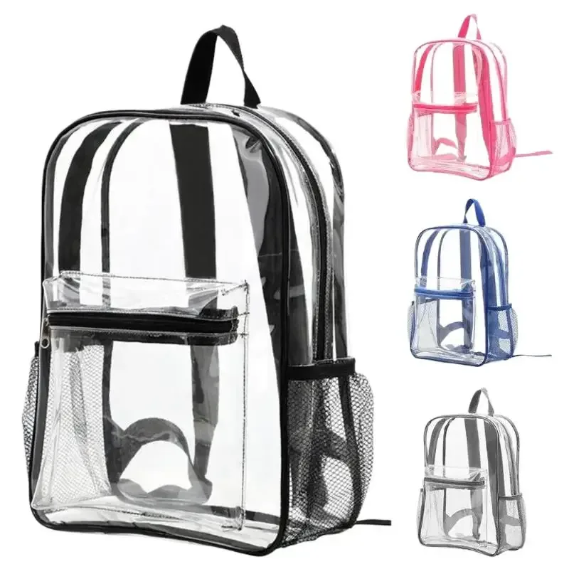 sac à dos transparent en pvc pour sports de plein air et fitness, sac à dos de voyage décontracté visible, grande capacité, sac à bandoulière imperméable