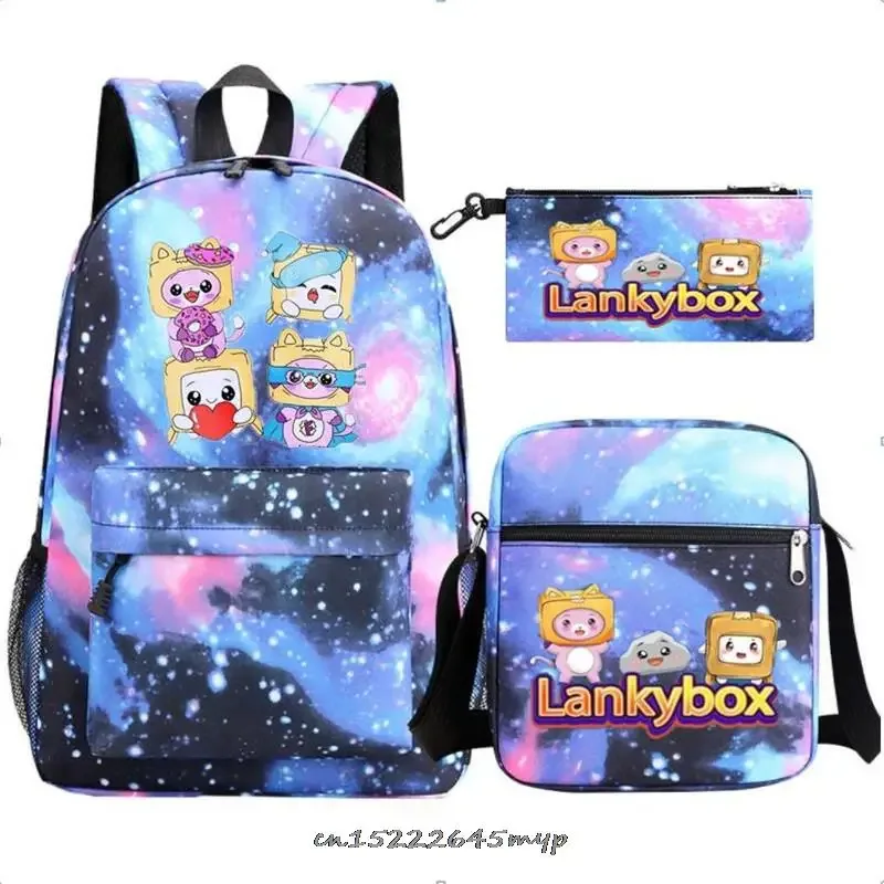 ensemble de sac à dos anime lankybox pour enfants, sacs d'école pour garçons et filles, sac à dos de voyage pour hommes et femmes, sac à dos pour adolescents, cadeau mochila, 3 pièces