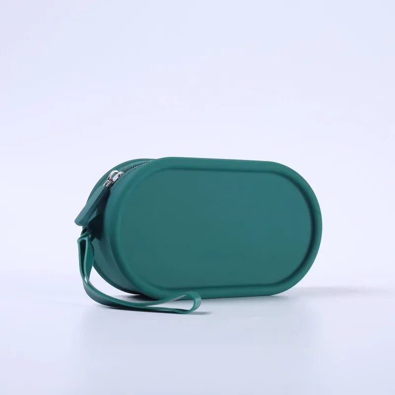 pochette de rangement en silicone, étanche, avec fermeture éclair, sac de maquillage 16,7 cm x 9,1 cm x 4,5 cm, grande capacité, pochette portable