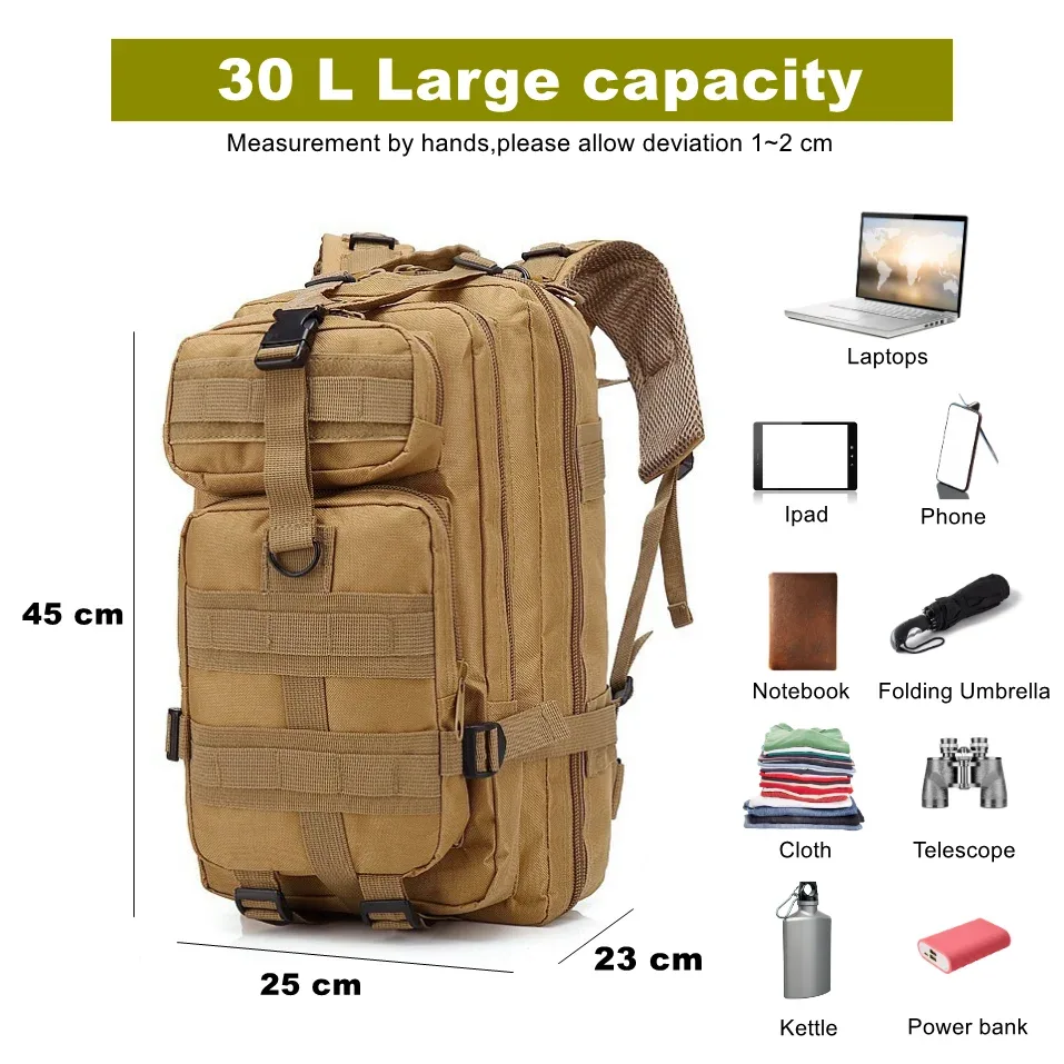 30l 900d nylon sac à dos étanche en plein air militaire sacs à dos tactique sport camping randonnée trekking pêche chasse sac