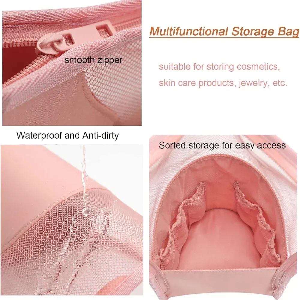 1 pc support sac cosmétique pour femmes clair fermeture éclair sac de maquillage voyage femme maquillage porte-brosse organisateur trousse de toilette