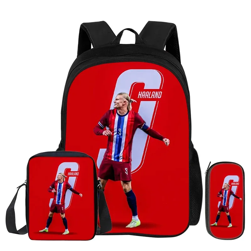 sac à dos d'école, sac à crayons, sac à dos de sport haaland pour enfants, ensemble de 3 pièces, sac à dos de footballeur star, cadeau