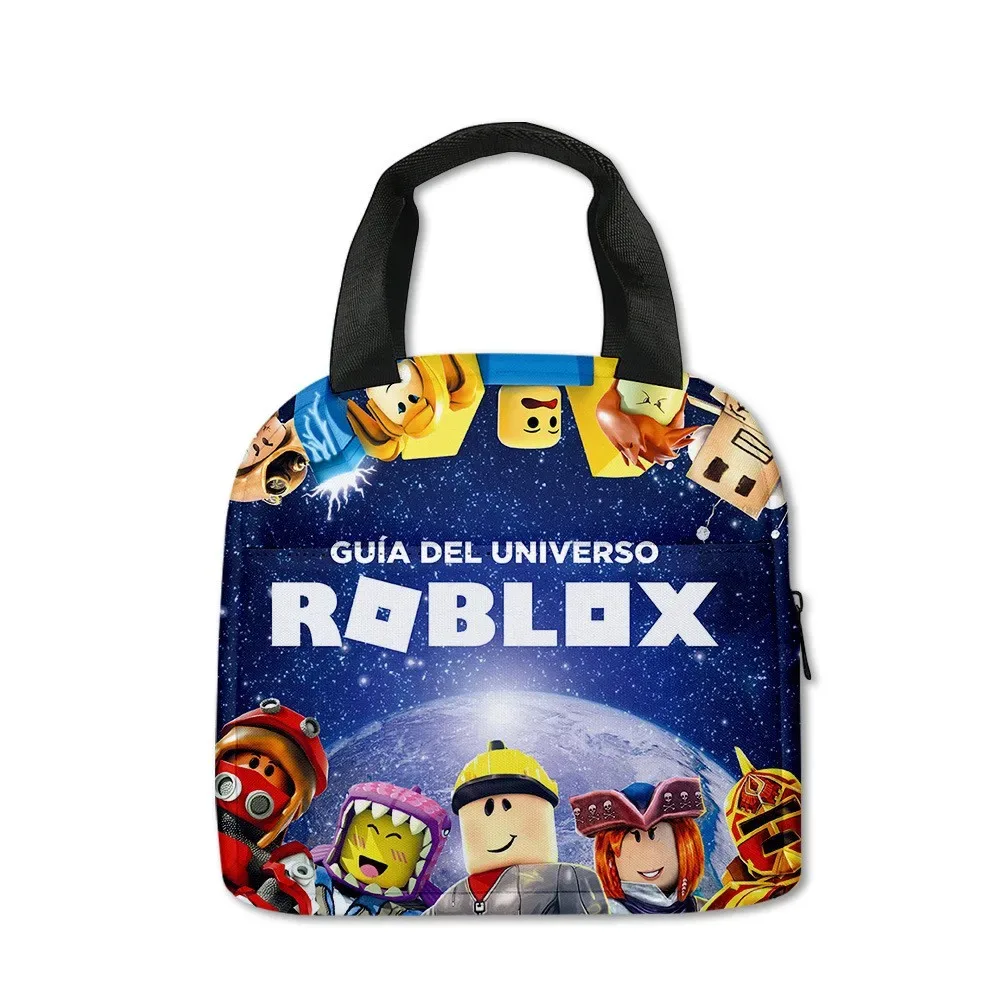 ensemble de 3 pièces : sac à dos scolaire, sac à déjeuner et trousse à crayons sur le thème de roblox, dessin animé et anime – cadeau d'anniversaire pour étudiant