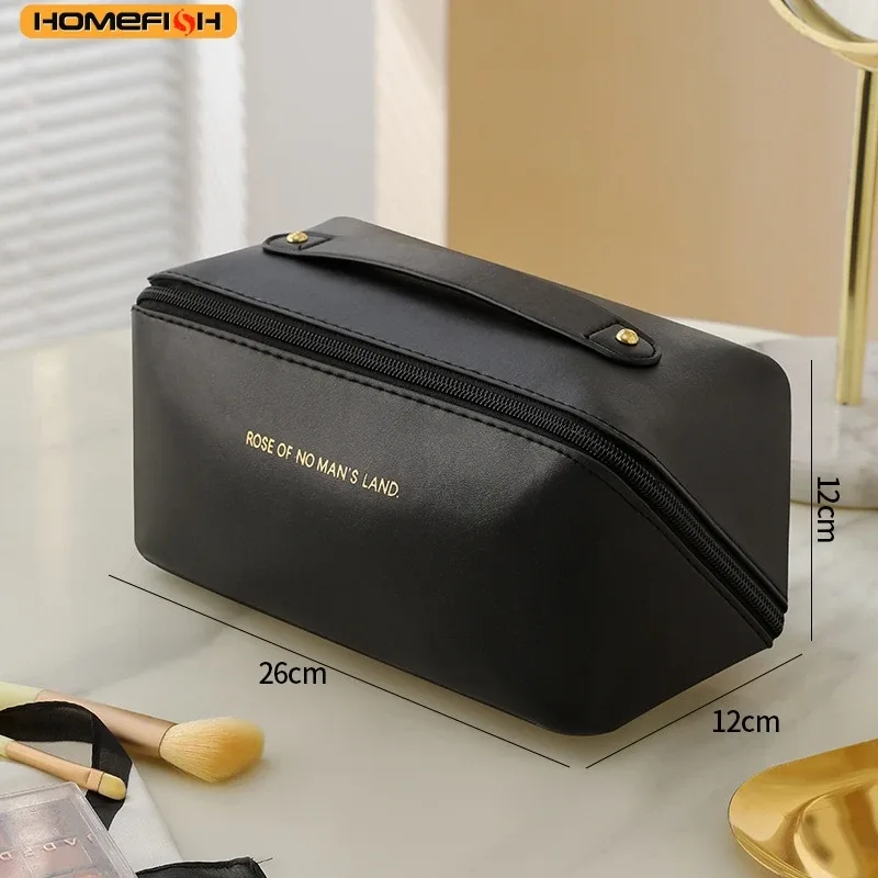 HOMEFISH Trousse de rangement cosmétique de luxe à fermeture éclair, Organisateur de maquillage portable de voyage, Trousse de toilette pour femmes