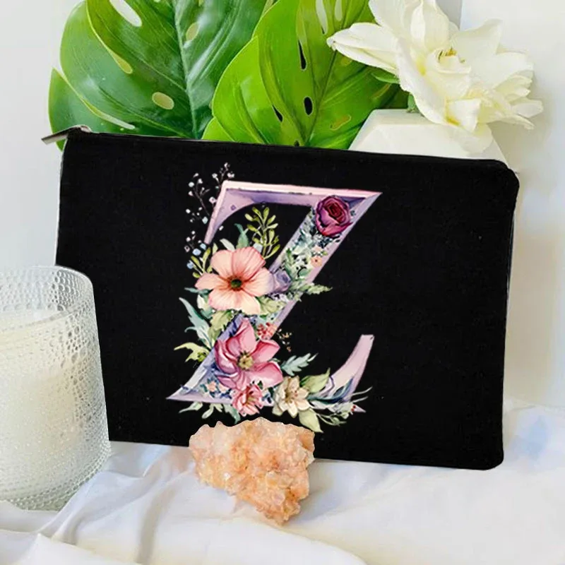 1 pc sac à lettres initiales sac de maquillage avec lettres pour femmes sac à cosmétiques initiales a-z sac de maquillage personnalisé sac de voyage, cosmétique initial