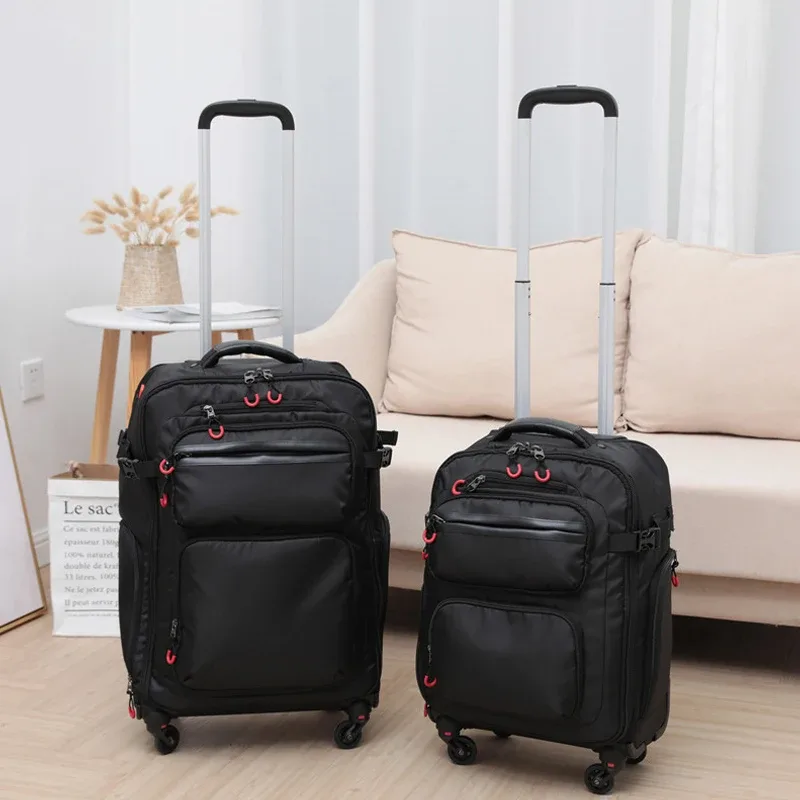 nouvelle collection de bagages à roulettes tendance pour femme et homme – valises noires sur roues 18, 20, 22, 24 pouces – bagages cabine et sacs à dos