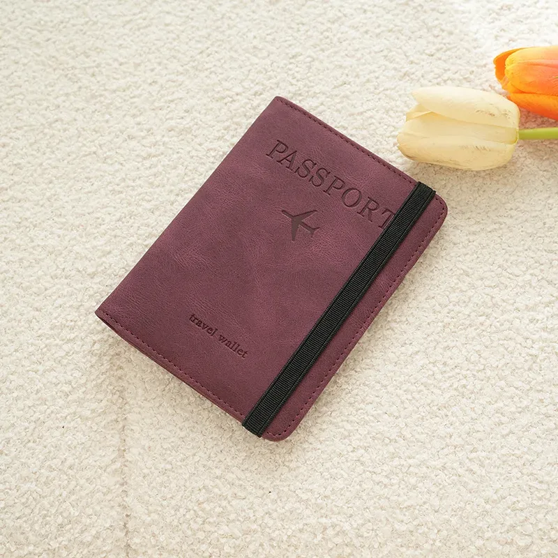 pochette de voyage rfid anti-électronique 2026, étui en cuir pu simple et élégant, porte-documents multifonctionnel, portefeuille de voyage