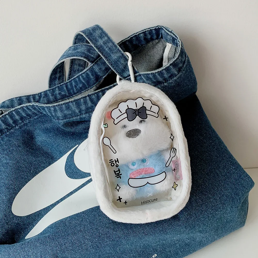 sac de rangement pour poupées en peluche de 10 cm, pochette suspendue pour figurines k-pop de dessin animé, sac de transport pour poupées, sac ita, pendentifs de sac à dos transparents en pvc pour étudiants