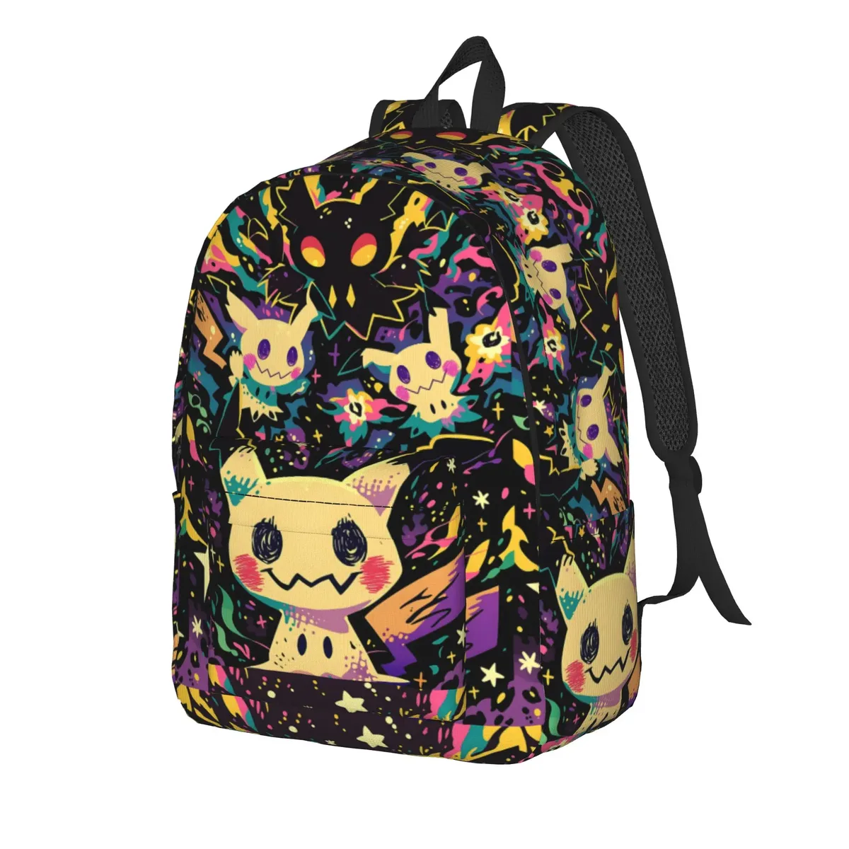 sac à dos tendance pokemon mimikyu à pois, style collage, mochilas, sac à dos décontracté pour le camping, robuste, à bandoulière