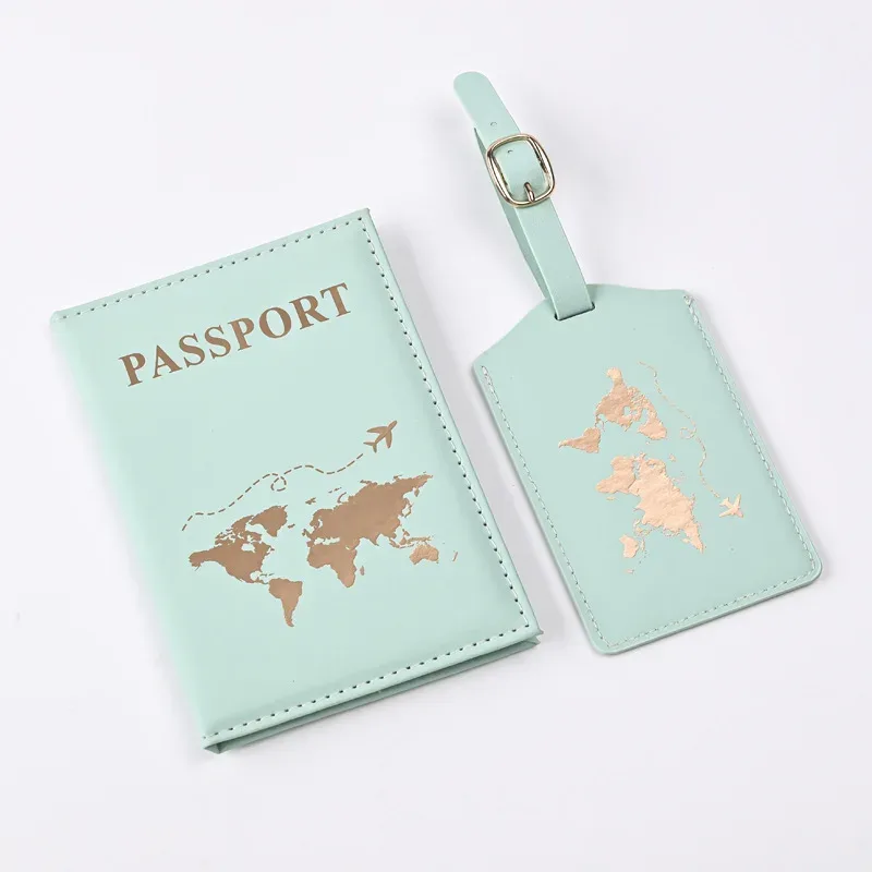 couvertures de passeport de modèle de carte d'unité centrale, ensemble d'étiquette de bagage, protecteur de passeport, étiquettes de bagage, portefeuille de passeport, clip de billet de vol, nouveau, 2024