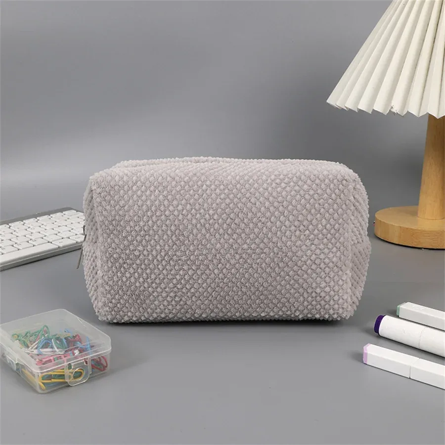 sac de rangement en peluche solide pour rouge à lèvres cosmétique, trousse à crayons, sacs à main de maquillage pour femmes, trousse de toilette pour filles, sacs à stylos d'évaluateurs de voyage