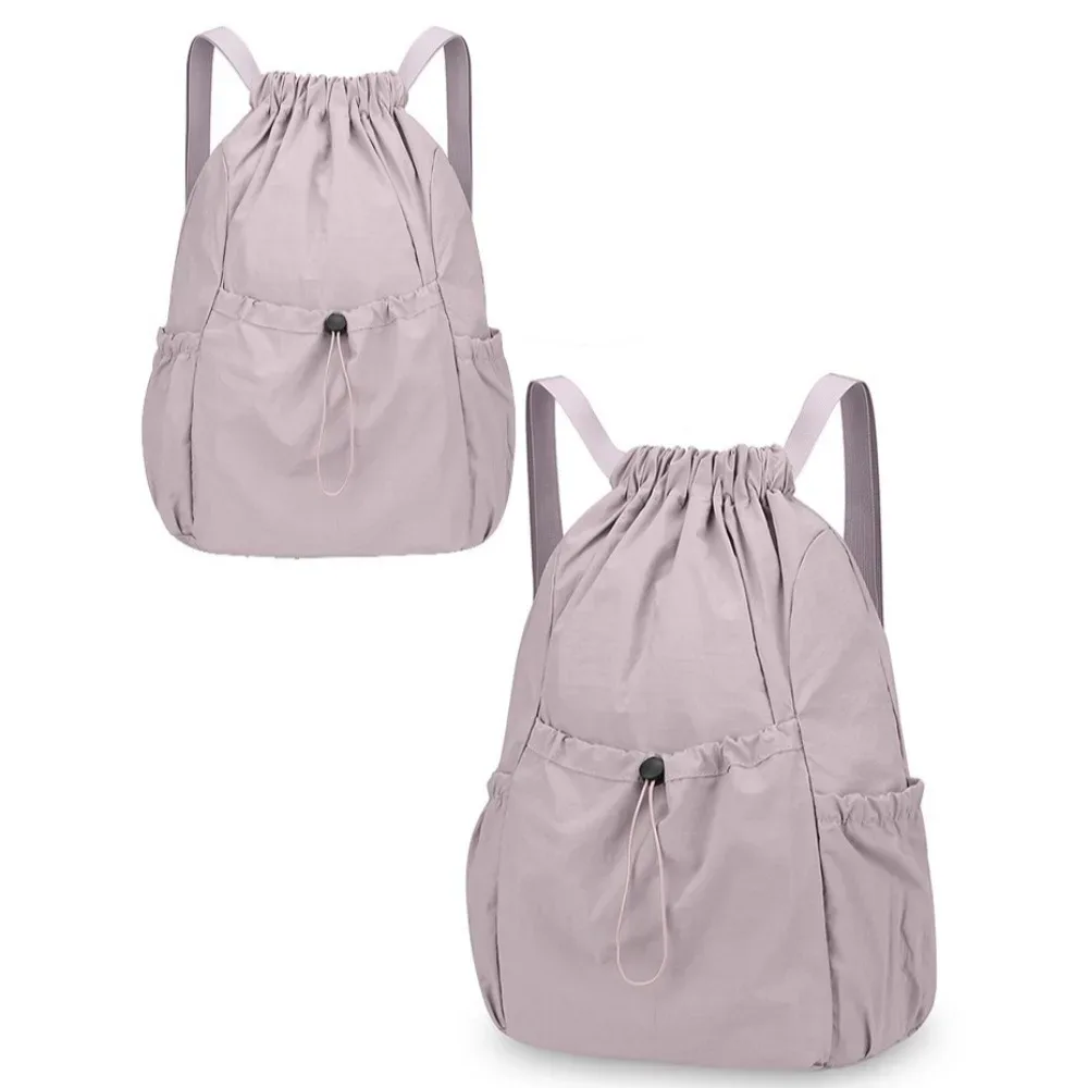 sac à dos de voyage décontracté de couleur unie, léger, de style coréen, avec cordon de serrage, grande capacité, pliable, cartable de sport pour étudiants