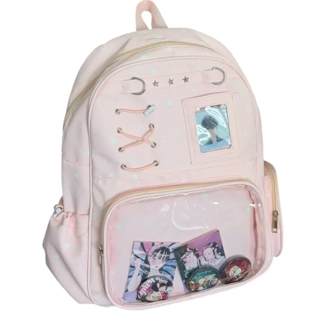 sac à dos transparent à imprimé étoiles kawaii lolita itabag, sac ita transparent imprimé avec plusieurs poches, sac à dos pour usage extérieur