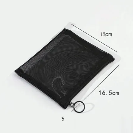 sacs de maquillage de lavage de toilette, trousse de maquillage en maille transparente noire, pochette de rangement, sac à cosmétiques de voyage pour femmes, fermeture éclair décontractée