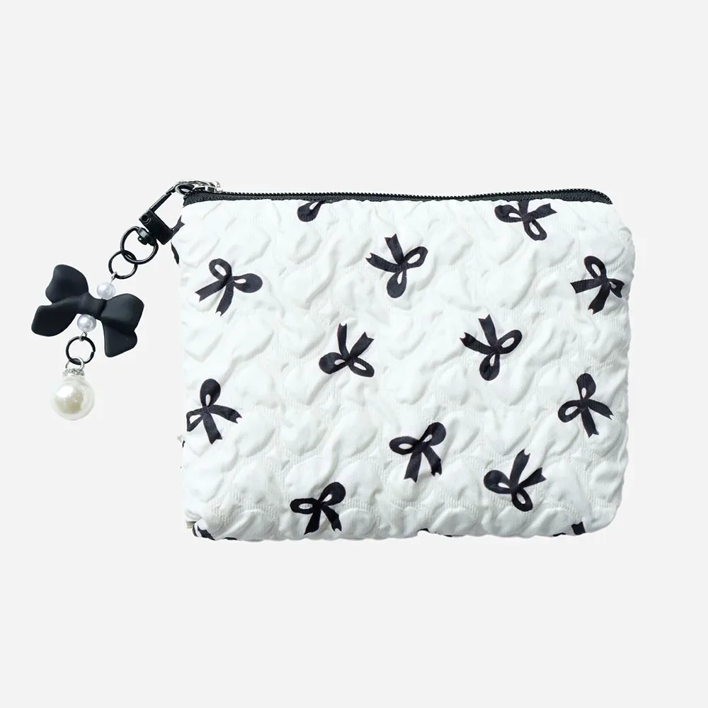 pochette cosmétique mignonne à nœud papillon, sac de rangement portable multifonctionnel de haute qualité, mini porte-monnaie au design raffiné