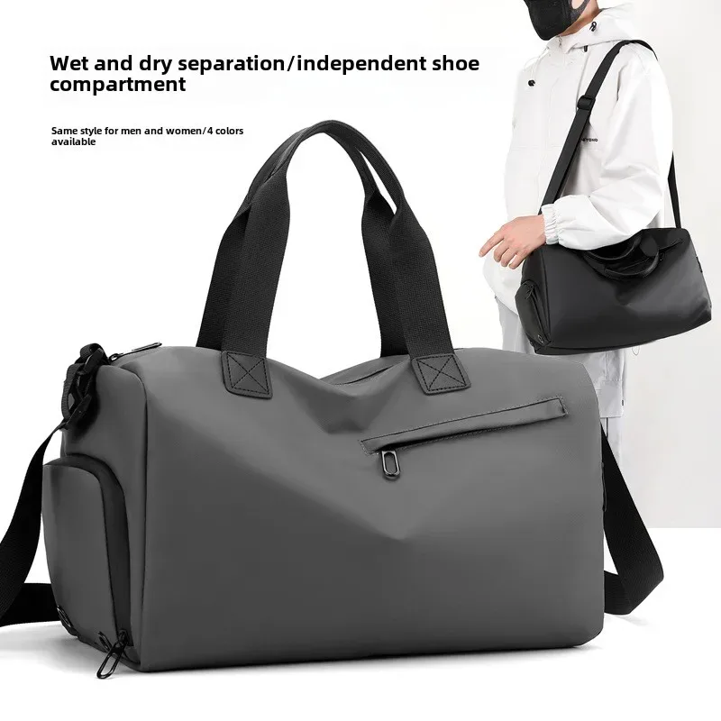 Sacs de voyage tendance pour femmes, grande capacité, sac de sport pour hommes, sac de voyage imperméable pour le week-end, sac messager pour femmes, compartiment sec et humide