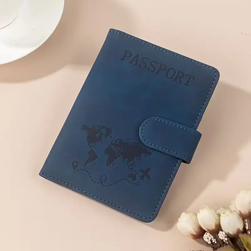porte-passeport de voyage multifonctionnel, porte-cartes, portefeuille, porte-carte d'identité, en cuir synthétique pu, imprimé style resort décontracté, 1 espace de rangement pour billets de banque pour un usage quotidien