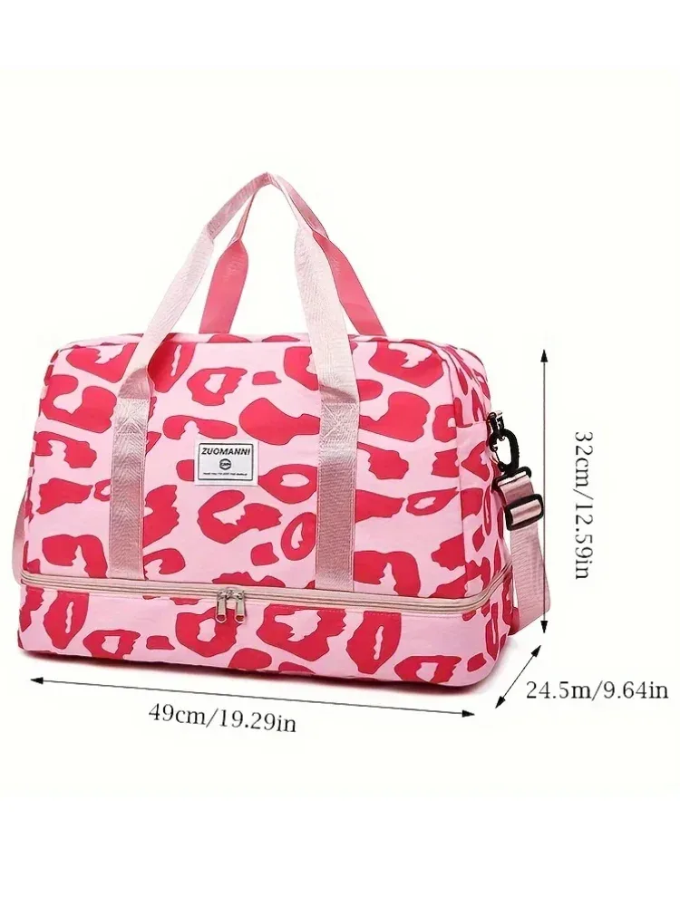 sac de voyage spacieux et durable pour femmes, avec imprimé animal, sac de sport de grande capacité en nylon, sac de nuit pour week-end