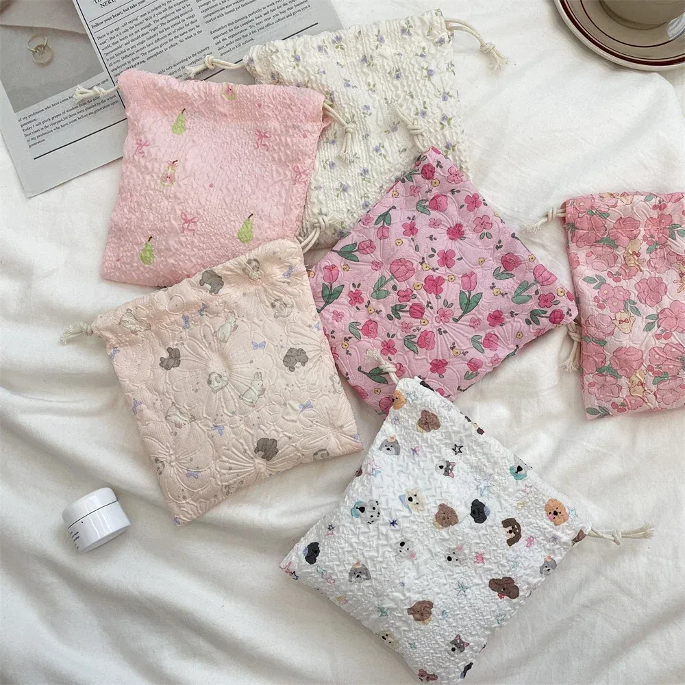 sac à cosmétiques de proximité de dessin animé pour femmes, pochette wstring, grands sacs d'évaluation de maquillage, poudres cosmétiques coréennes, trousse de beauté de toilette mignonne