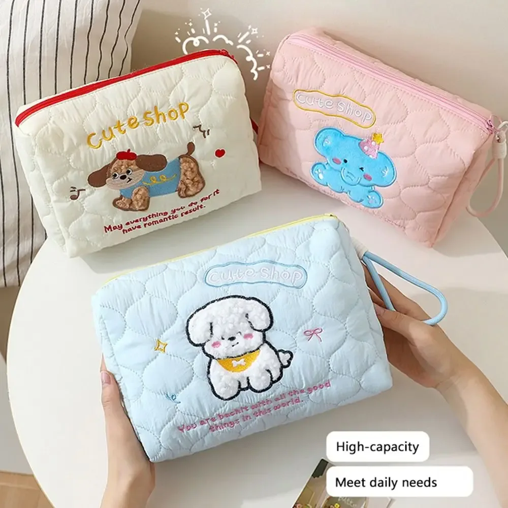 nouveau sac de maquillage de grande capacité, sac de rangement portable pour chien de dessin animé mignon, sac à cosmétiques multifonctionnel, pochette de rangement de voyage pour femmes