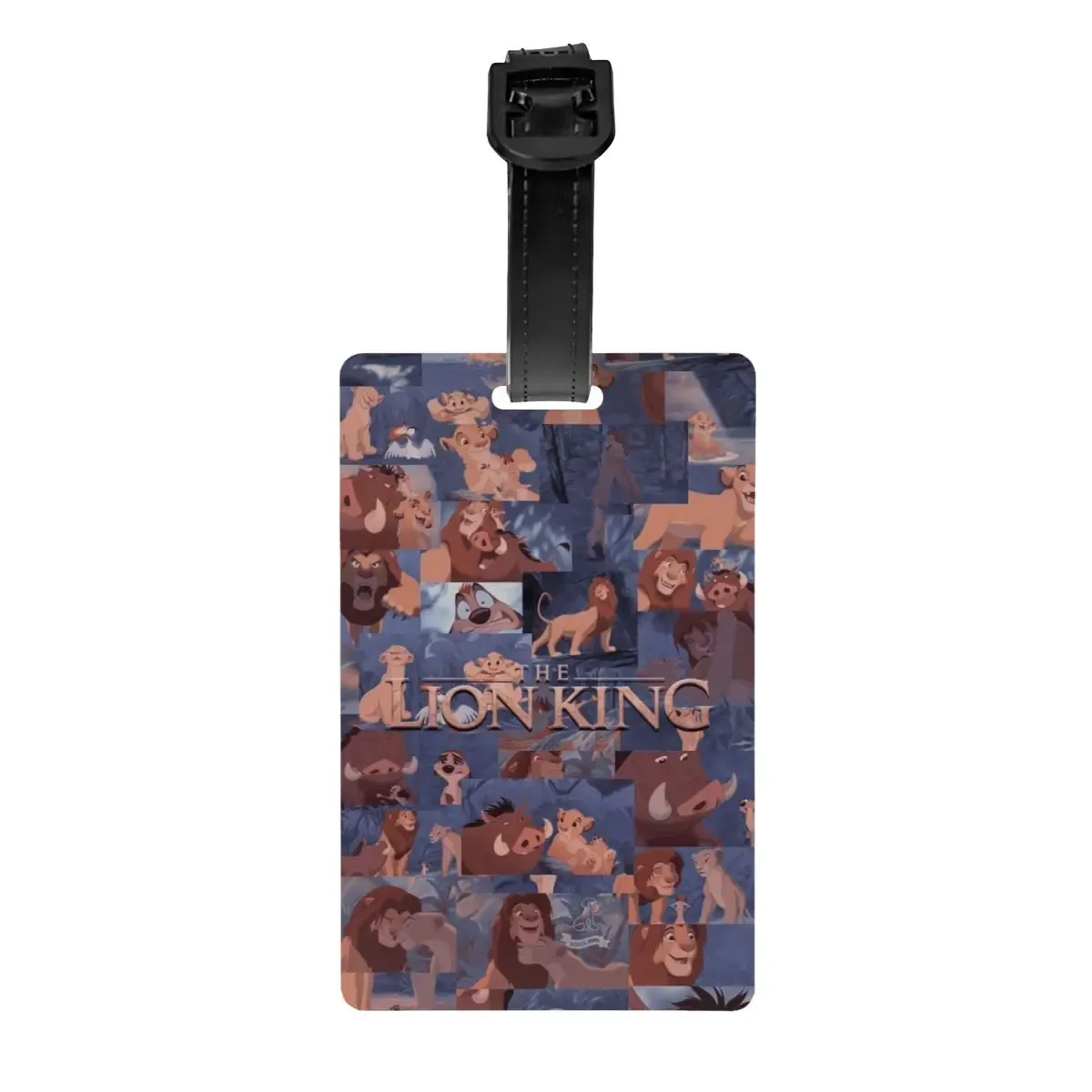 étiquette de bagage personnalisée rafiki avec carte nominative, étiquette d'identification avec couverture de confidentialité the lion cartoon k-kings pour sac de voyage et valise
