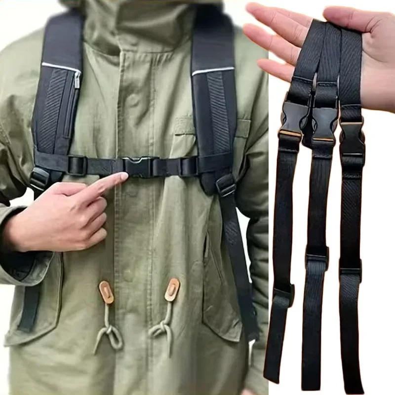 sangle de poitrine en nylon noir pour sac à dos, harnais réglable pour sac, accessoires de sangles pour sacs tactiques de camping en plein air