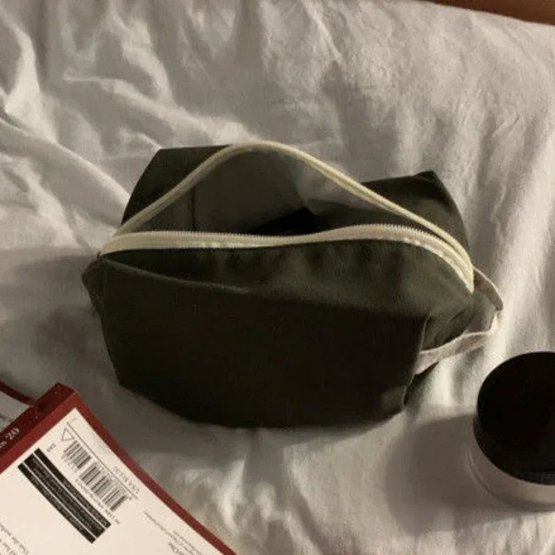 sac à cosmétiques de style coréen pour femmes, sac de rangement de voyage, trousse de maquillage en toile, petit grand fourre-tout, pochette pour kit de maquillage