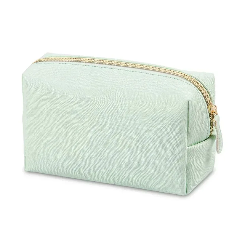 trousse de maquillage brodée personnalisée, portable en cuir pu saffiano, kits de cosmétiques de toilette imperméables pour hommes et femmes, logo avec nom personnalisé
