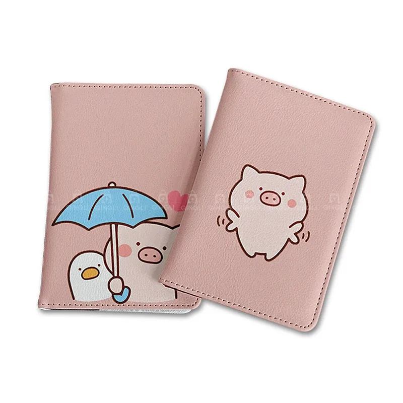 Nouvelle couverture de passeport Essentials de voyage, porte-passeport mignon PinkPig, portefeuille de passeport de voyage pour femme, étui de passeport en cuir PU de qualité